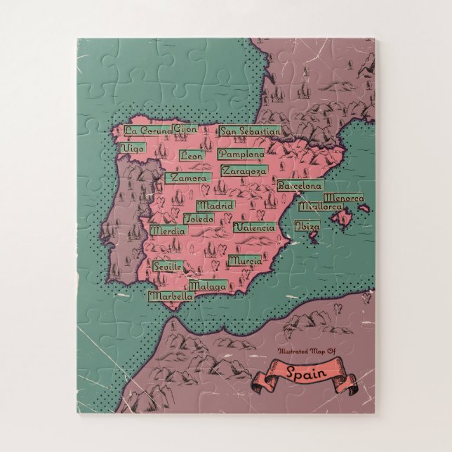 Spanien Vintage alte Karte (Vertikal)