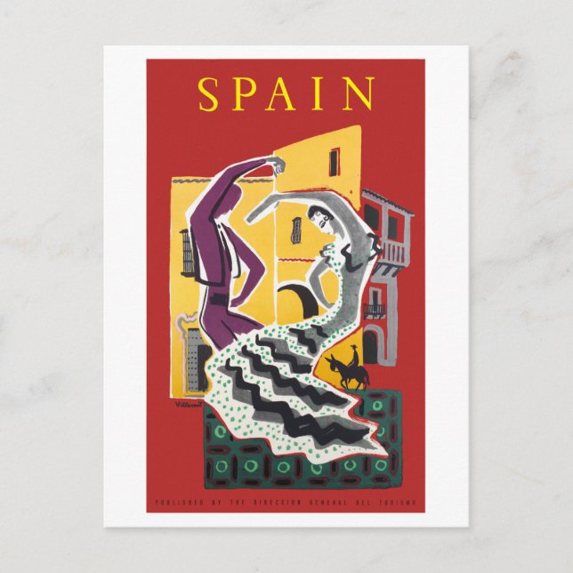 Spanien Vintage Poster Restauriert Postkarte (Vorderseite)