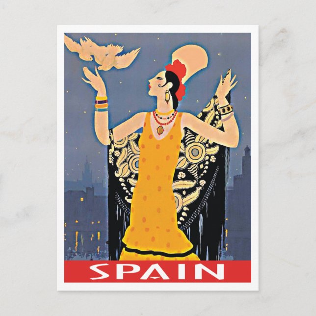 Spanien Vintage Reiseanleitung Postkarte (Vorderseite)