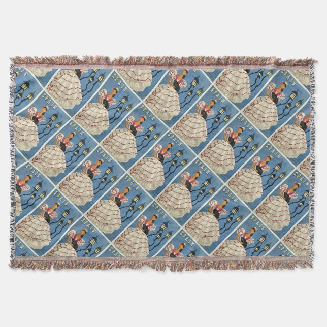 SPANIEN Vintage Travel Drop Decke (Vorderseite)