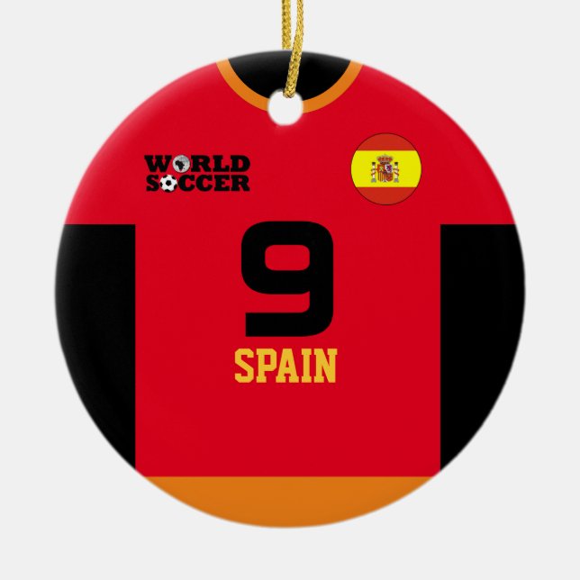 Spanien World Soccer Jersey Ornament (Vorne)
