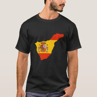 Spanienflagge auf der Kontur Teneriffa T-Shirt