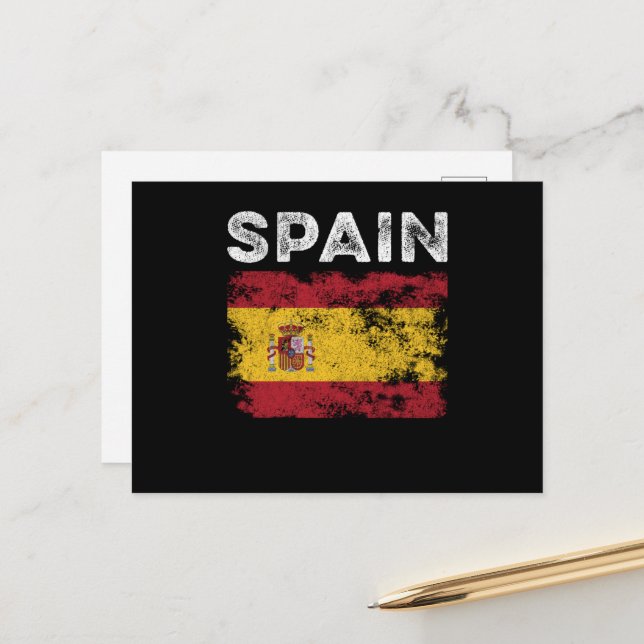 Spanienflagge beschädigt - Spanische Flagge Postkarte (Vorderseite/Rückseite Beispiel)