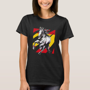 Spanienflagge Pferdereiten Reitsport Hufeisen T-Shirt