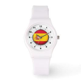 Spanienflagge Sporty White Silicon Watch Armbanduhr