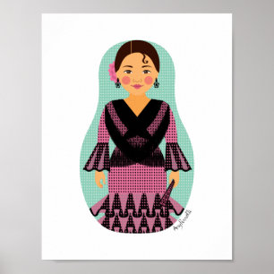 Spanierin Rosa Kleid Matrjoschka Poster