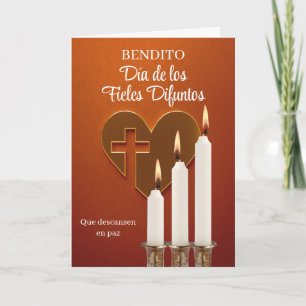 Spanisch Alle Soule Herzkreuz und Lit Candles Karte
