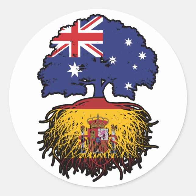 Spanisch Australien Treots Flag Runder Aufkleber (Vorderseite)