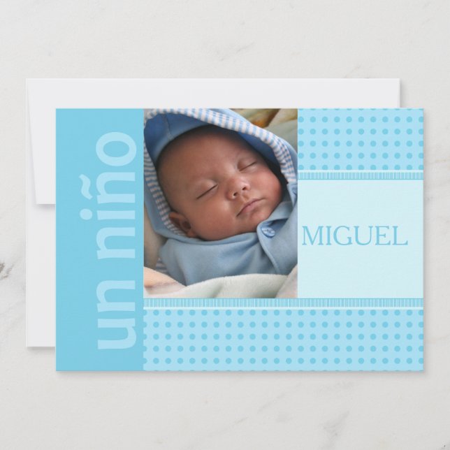Spanisch Baby Boy Birth Ankündigung (Vorderseite)