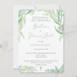 Spanisch Bautizo Boy Taufe und erster Geburtstag Einladung