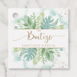 Spanisch, Bautizo Grüne und blaue grüne Wasserfarb Geschenkanhänger