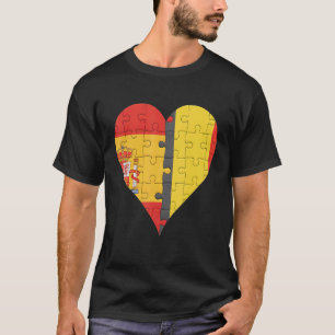 Spanisch-belgisches Flaggenherz T-Shirt