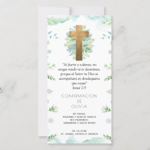Spanisch, Blue Greenery Confirmation Lesezeichen F Dankeskarte
