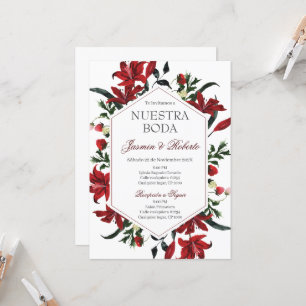 Spanisch Burgundy Floral Wedding Einladung