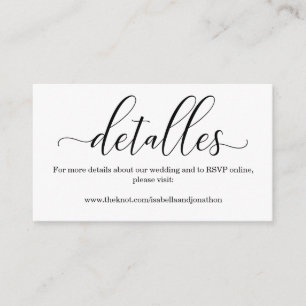 Spanisch Calligraphy Wedding Website Enclosure Car Begleitkarte