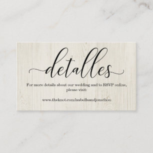 Spanisch Calligraphy Wedding Website Enclosure Car Begleitkarte