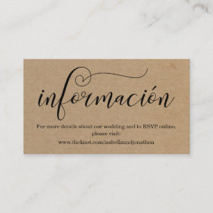 Spanisch Calligraphy Wedding Website Enclosure Car Begleitkarte
