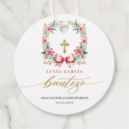 Spanisch De Bautizo Gracias Gold & Pink Geschenkanhänger