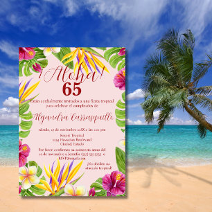 Spanisch Elegant Rosa Aloha Farbige 65. Geburtstag Einladung