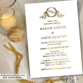 Spanisch Eleganter Goldschmied in einer Hochzeit Folieneinladung