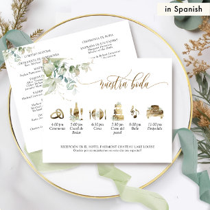 Spanisch: Elegantes Hochzeitsprogramm mit Grün