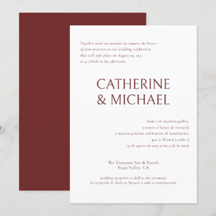 Spanisch Englisch Bilingual Elegante Classic Weddi Einladung