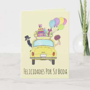 Spanisch Felicidades Hochzeitstag Fiat 500 Karte