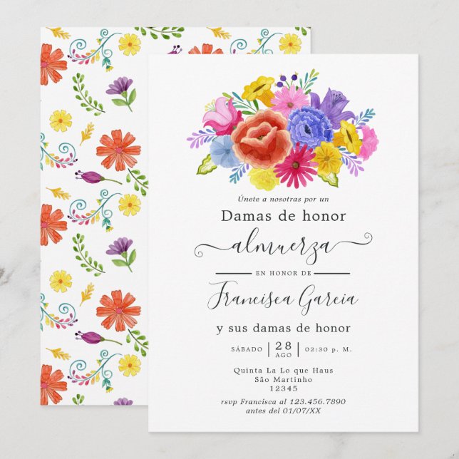Spanisch Fiesta Bridesmaids Luncheon Einladung (Vorne/Hinten)