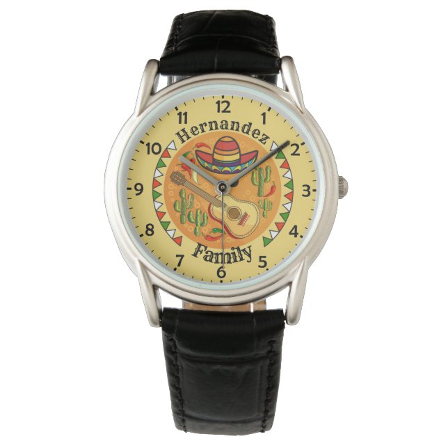 Spanisch Fiesta Personalisiert NAME Fun Cinco De M Armbanduhr (Vorderseite)