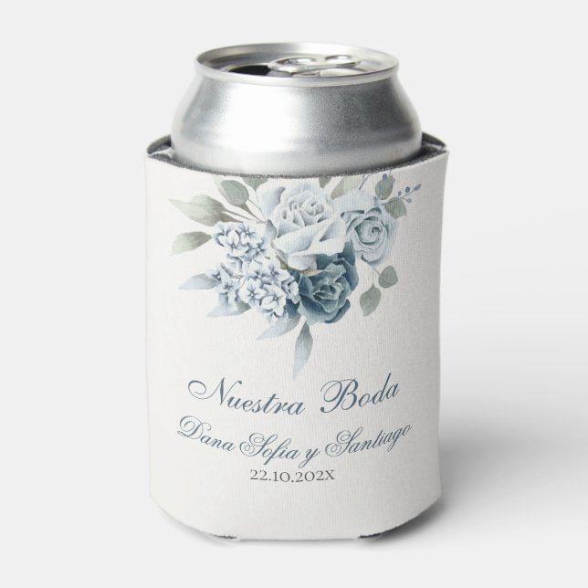 Spanisch Floral Blue Wedding Dosenkühler (Kanne Vorderseite)