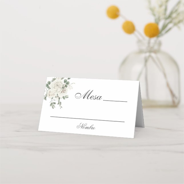 Spanisch Floral Boho Wedding Platzkarte (Vorderseite)