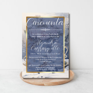 Spanisch Floral Elegant Tea Party 50. Geburtstag Einladung