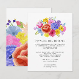 Spanisch-Floral-Fiesta-Hochzeitgäste Details Begleitkarte