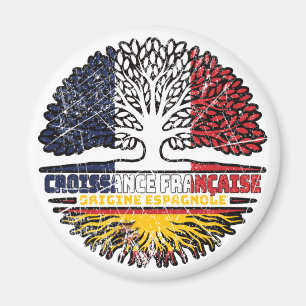 Spanisch Französisch Frankreich Baum Wurzeln Flagg Magnet