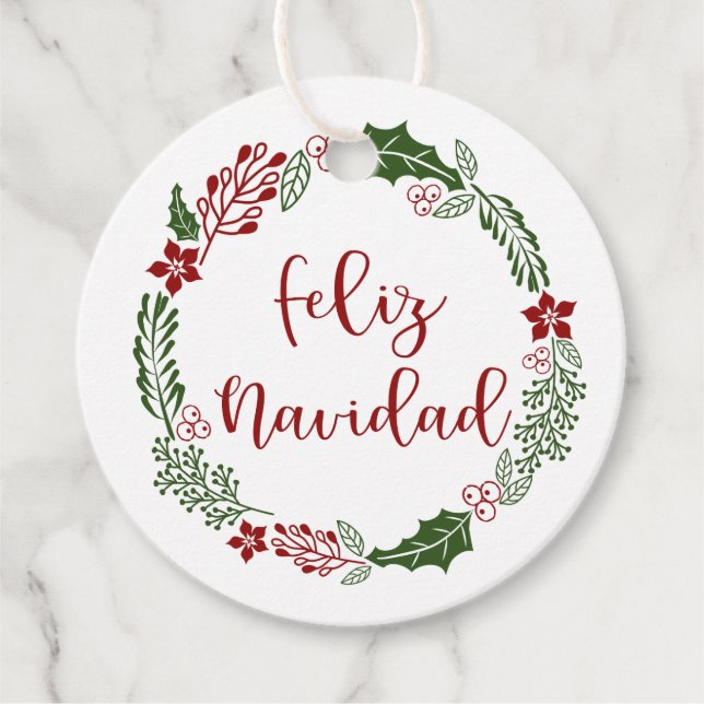 Spanisch Frohe Weihnachten, Feliz Navidad, Custom Geschenkanhänger (Vorderseite)