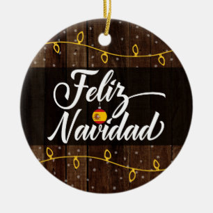 Spanisch Frohe Weihnachten, Feliz Navidad Keramik Ornament