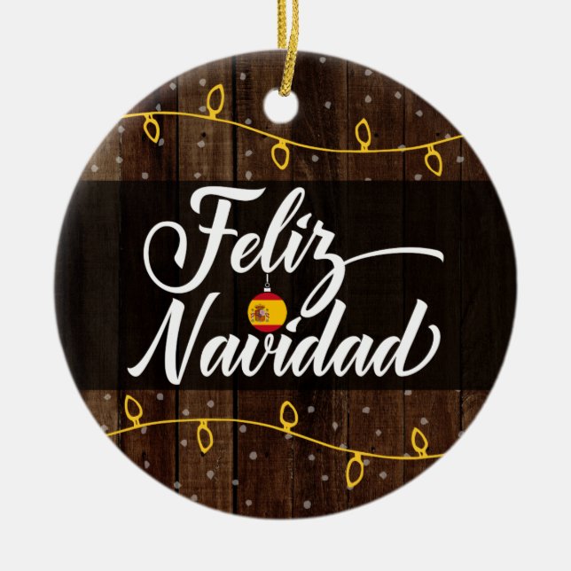 Spanisch Frohe Weihnachten, Feliz Navidad Keramik Ornament (Vorne)