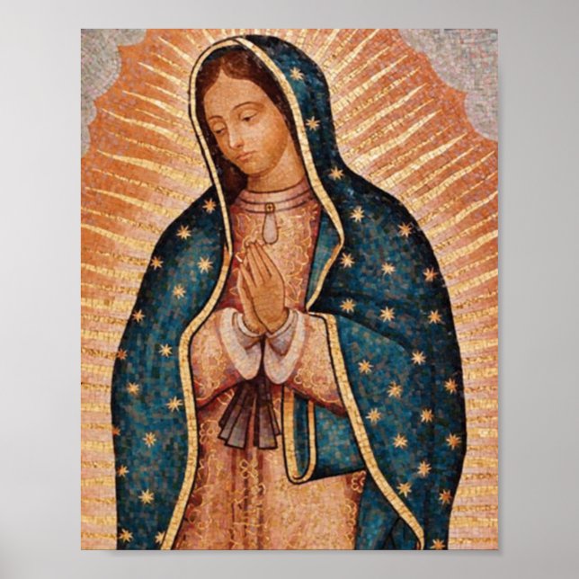 Spanisch Guadalupe Mary Beerdigung Gebet Heilig Poster (Vorne)