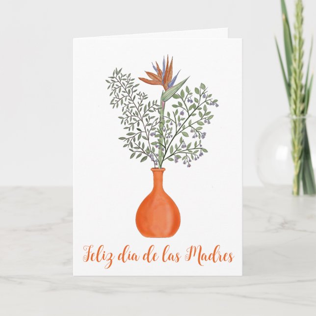 Spanisch Happy Mother's Day Strelitzia reginae Karte (Vorderseite)