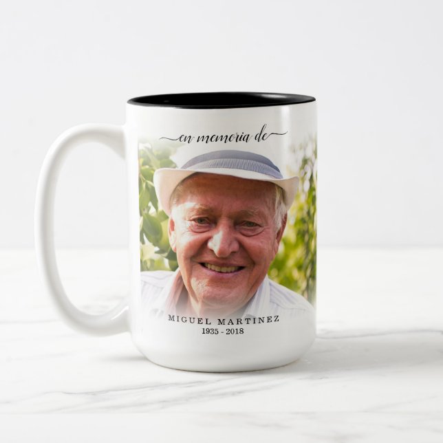 Spanisch im Beileid der Gedächtnisbeerdigung Zweifarbige Tasse (Links)