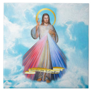 Spanisch Jesus Divina Misericordia Cielo Azul Fliese