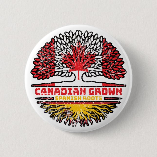 Spanisch Kanadisches Tree-Roots-Flag Button (Vorderseite)