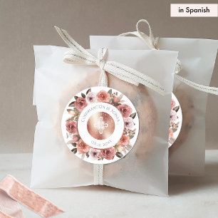 Spanisch, Konfirmation, Florales Umschlagsiegel / Runder Aufkleber