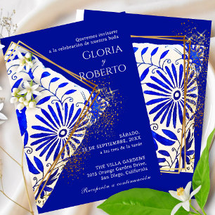 Spanisch Mexikanische Hochzeit Talavera Blau Elega Einladung