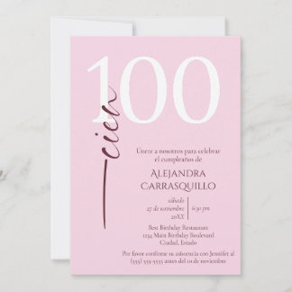 Spanisch Minimalistisch Feminine Pink 100. Geburts Einladung