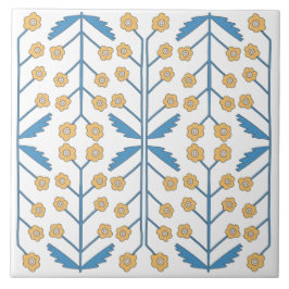 Spanisch Orange Blue Pink Flora Mittelmeer Fliese