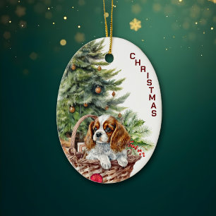 Spanisch Puppy Wicker Weihnachtsweih Keramik Ornament