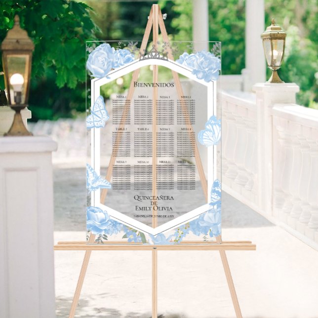 Spanisch-Quinceanera-Sitzkarte Sig Blau Acrylschild (Von Creator hochgeladen)