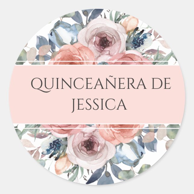 Spanisch, Quinceañera, Umschlag Aufkleber von Blum (Vorderseite)