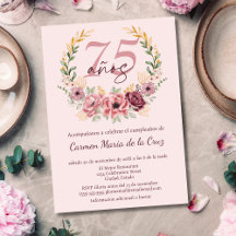 Spanisch Rosa Elegante Blumenparty zum 75. Geburts